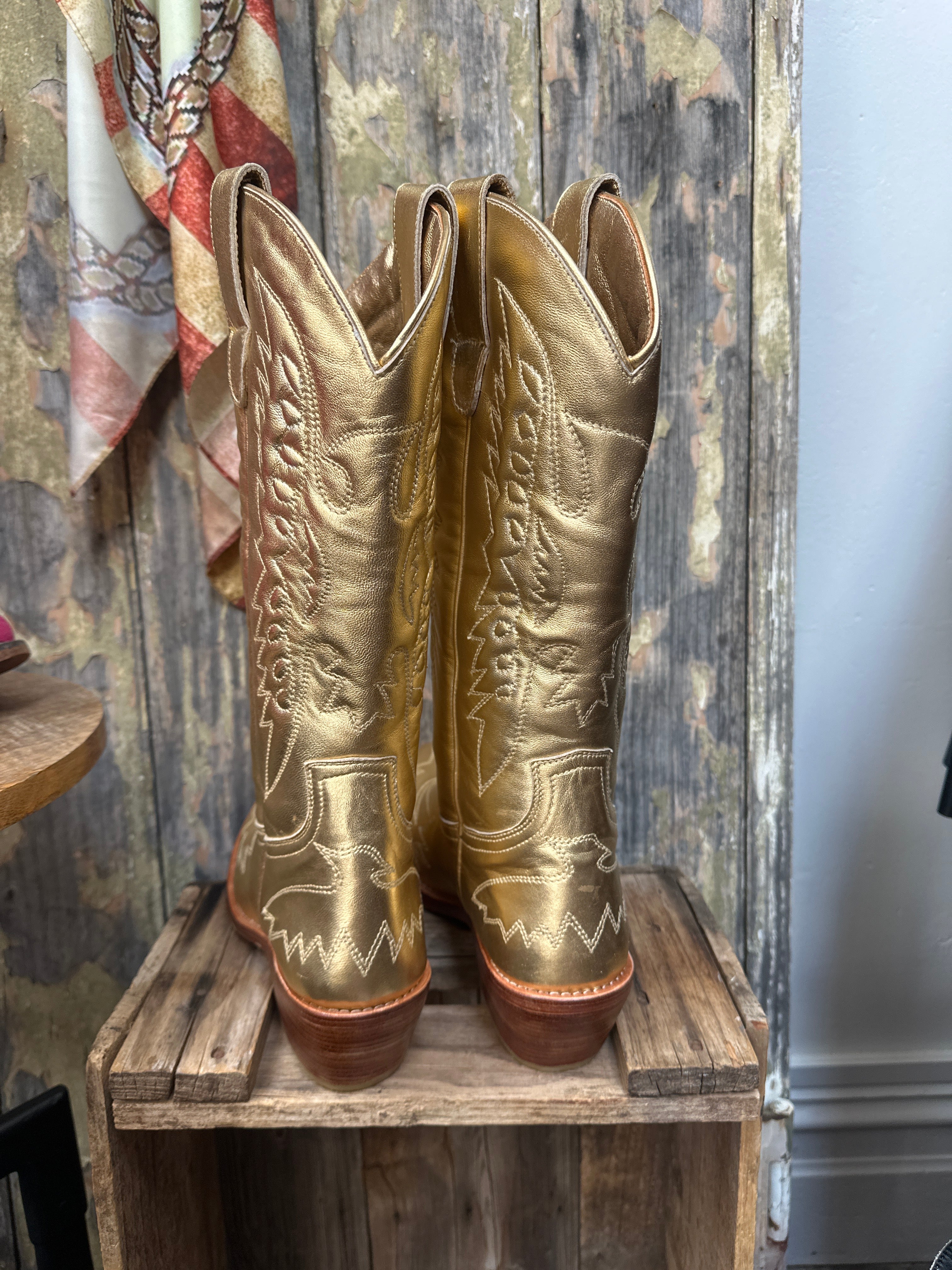 Eagle Gold Storm Leather Cowgirl Boots