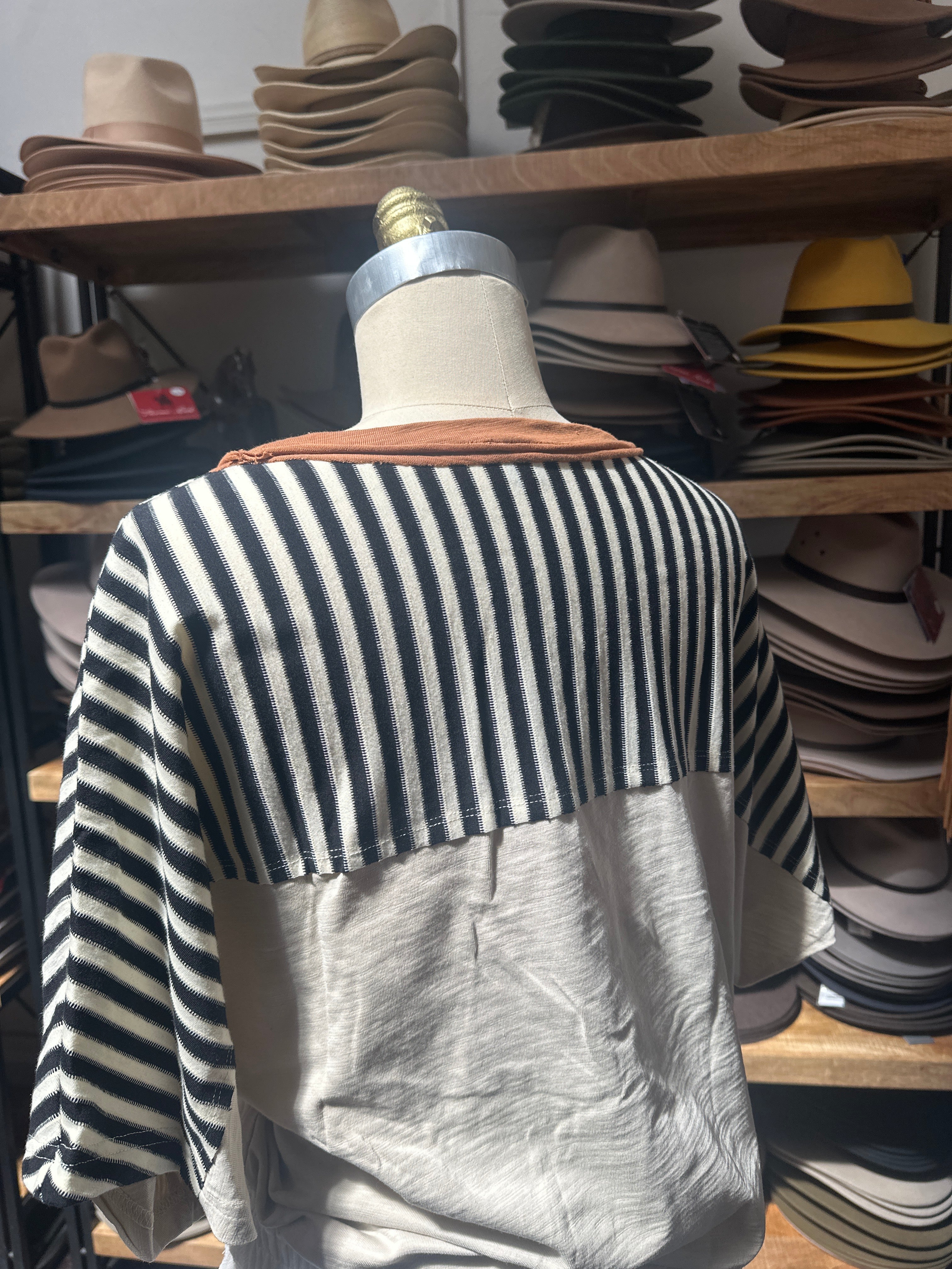 Raw Edge Star Knitted Stripe Raw Edge T.shirt