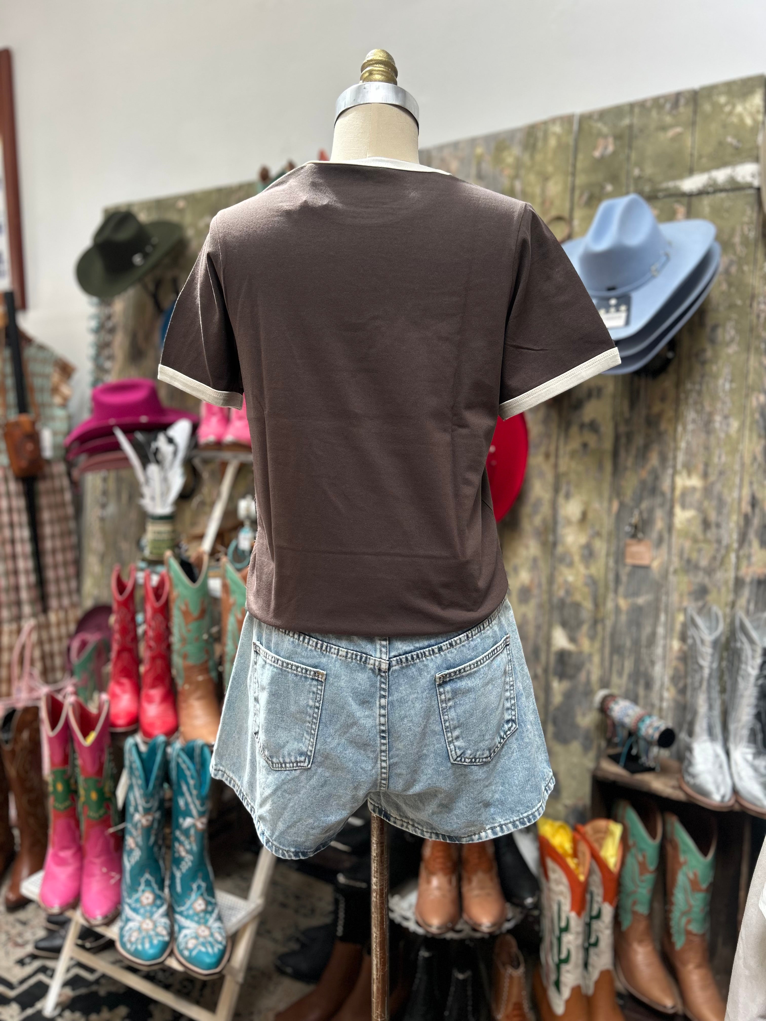 Floral embroidered denim skort