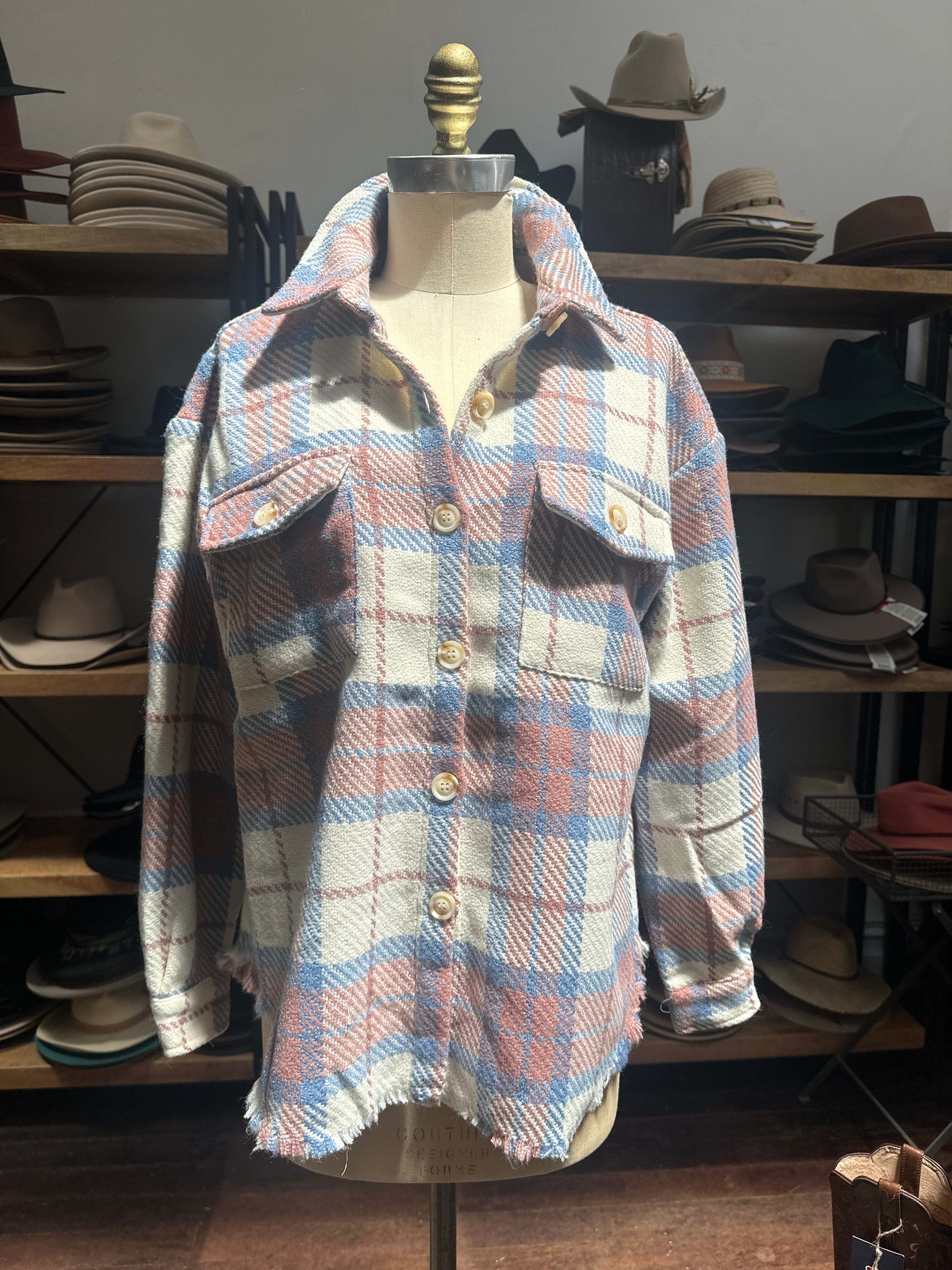 Blue B yarn dyed pocket front shirt jacket