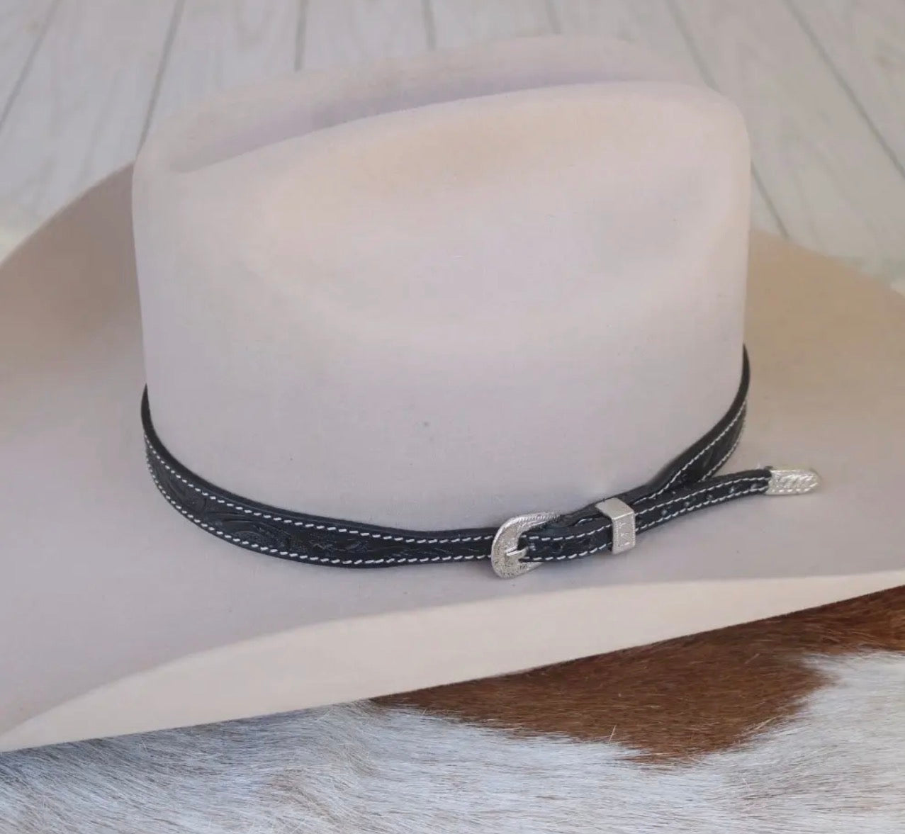 Tooled Leather Hat Band