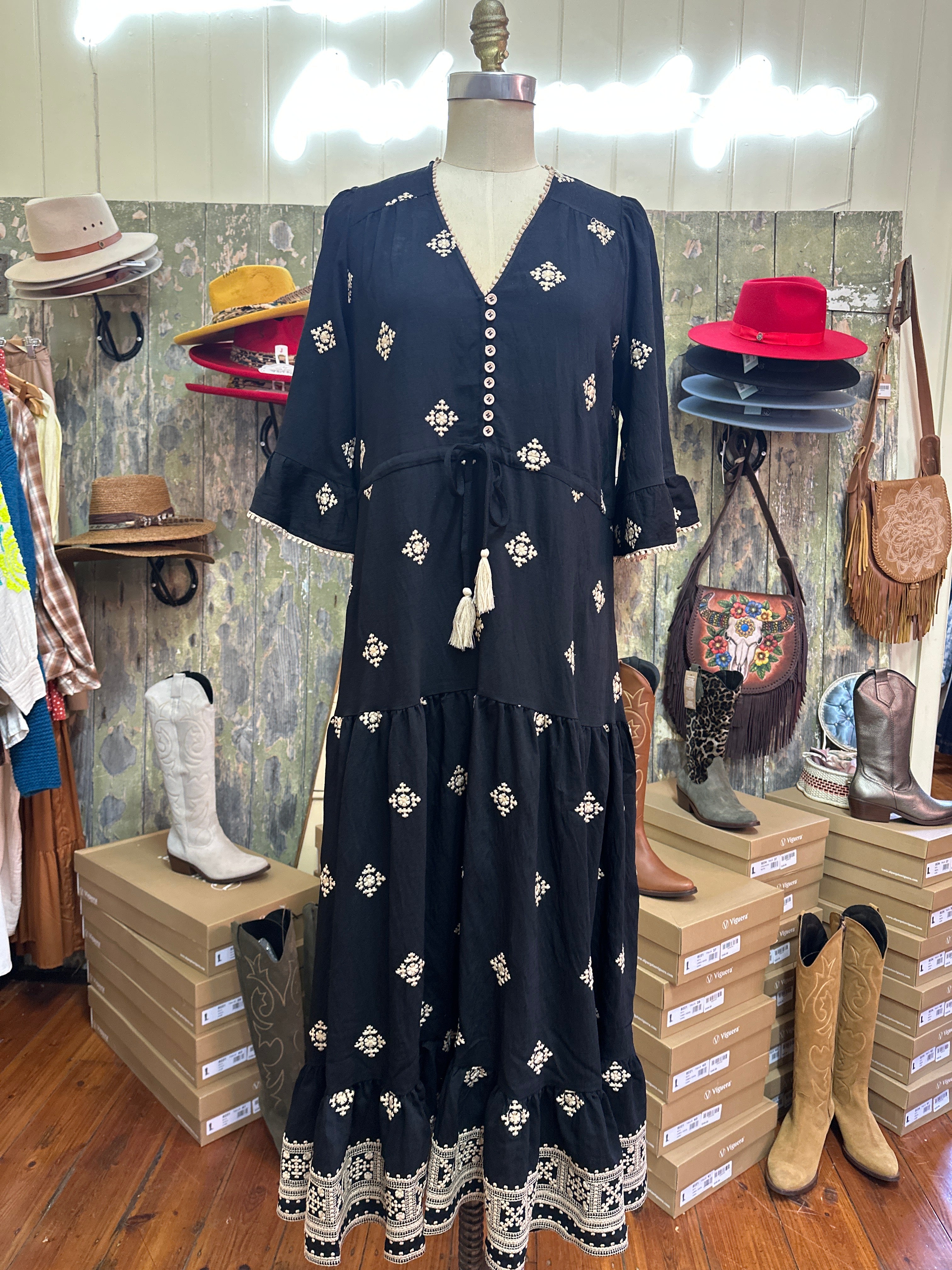 Salty Bright Embroided Maxi Dress