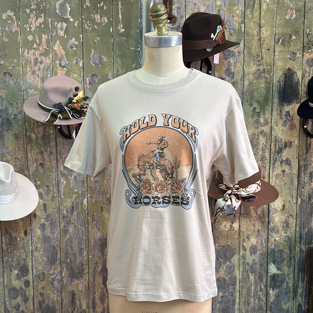Hold Your Horses Vintage Print Tee