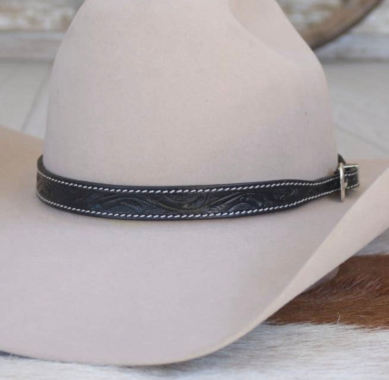Tooled Leather Hat Band