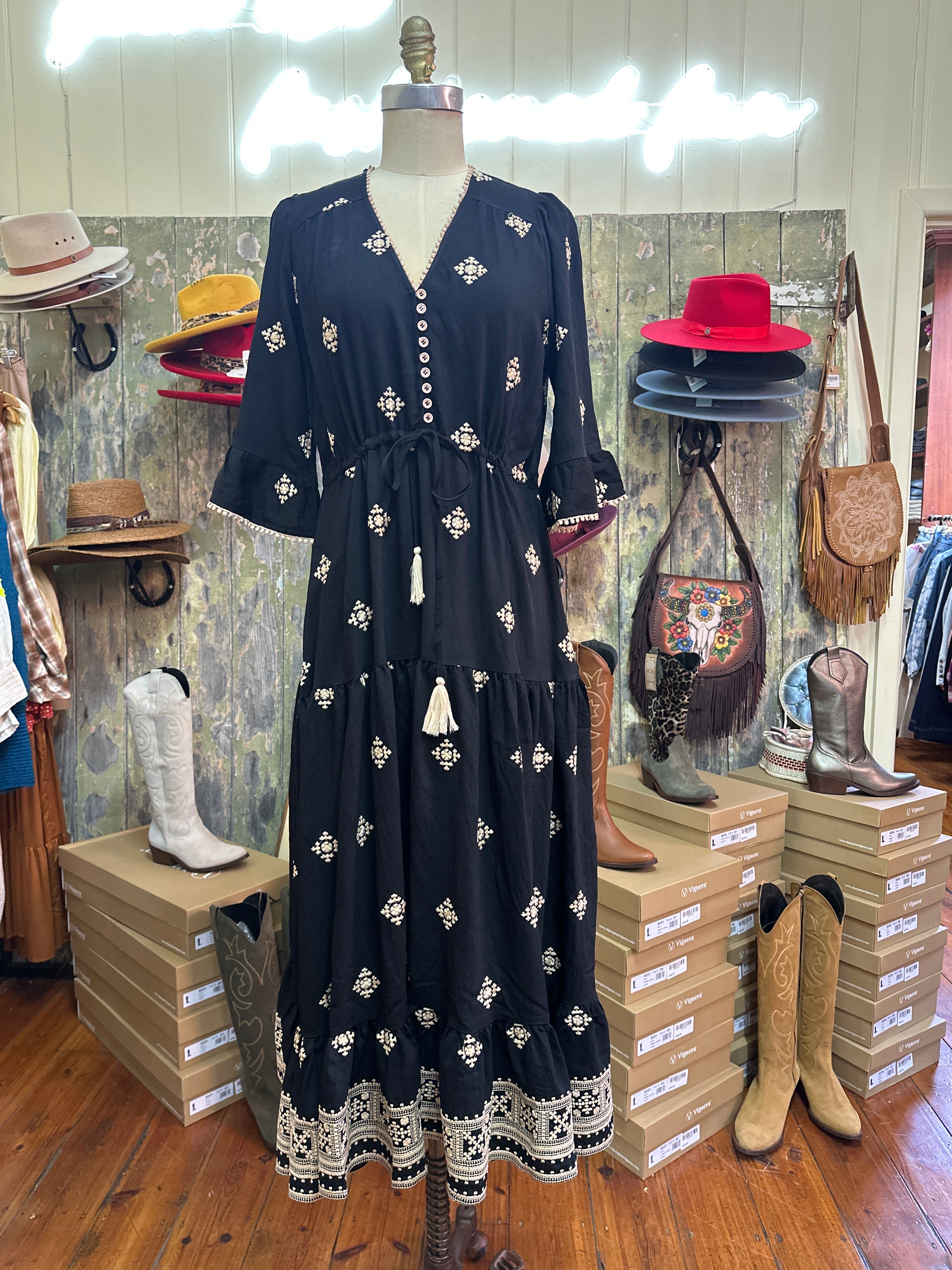 Salty Bright Embroided Maxi Dress