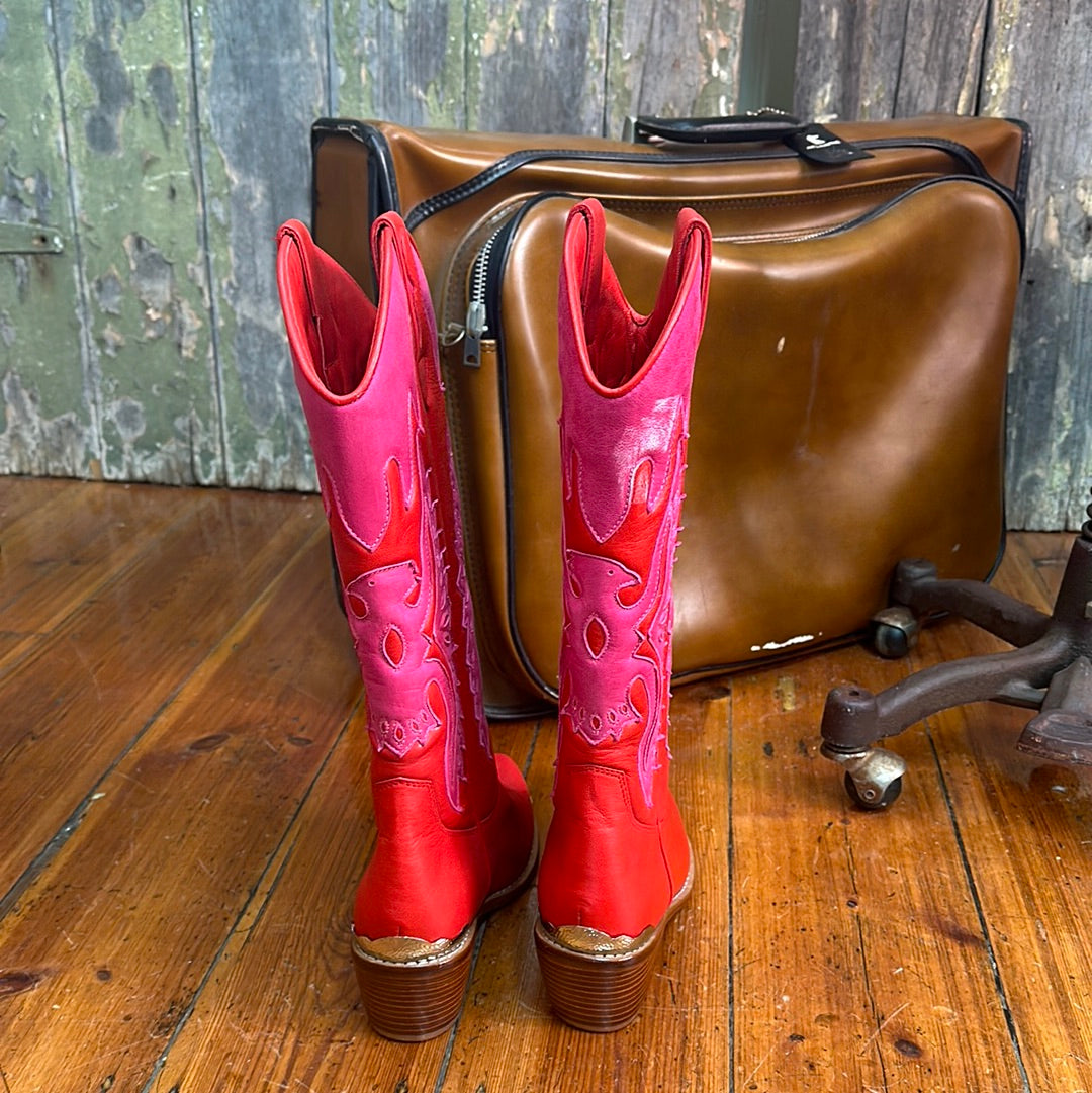 Urban Dust Red And Pink Eagle Cowgirl Boot