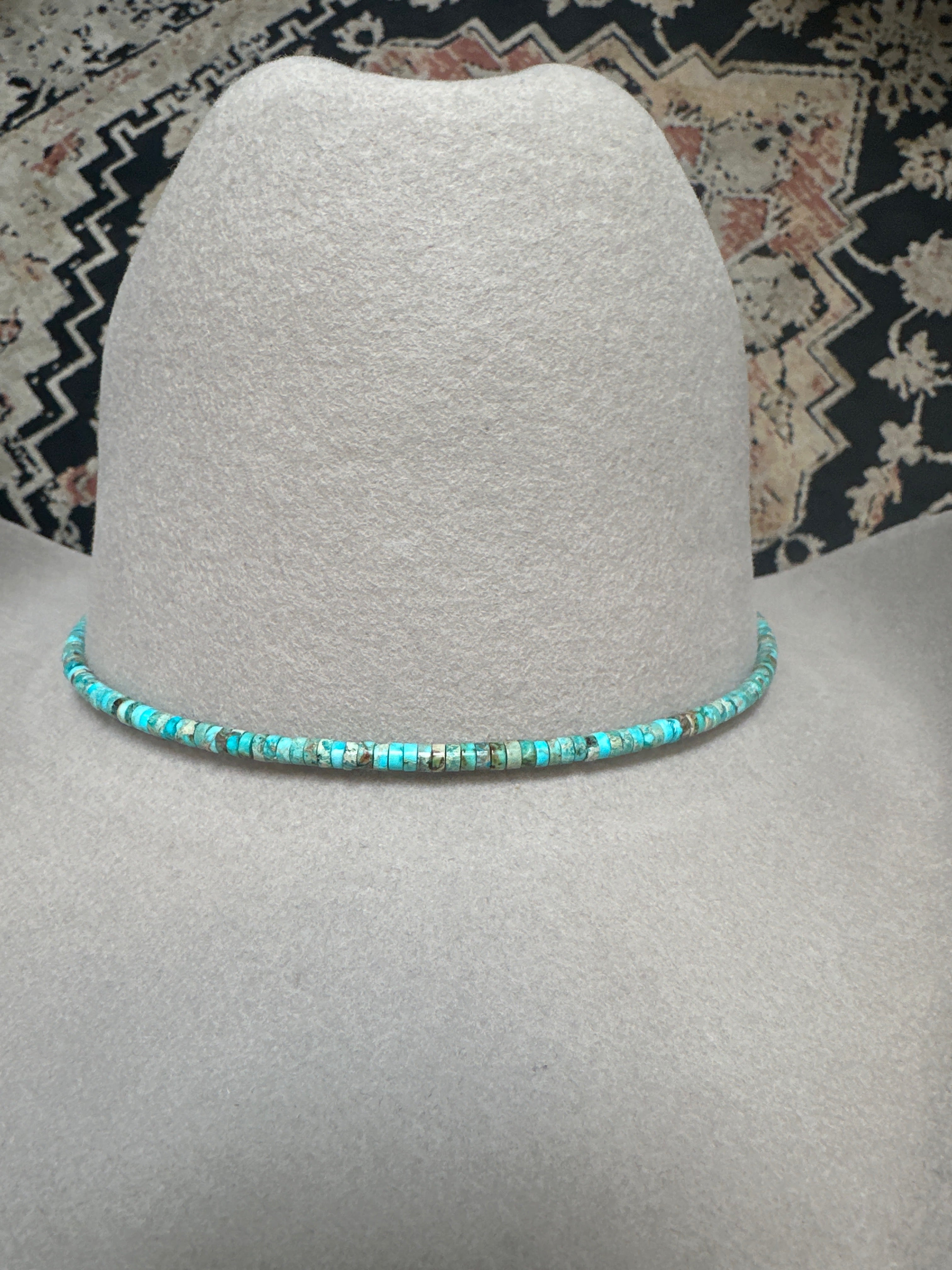 Turquoise round bead hat band