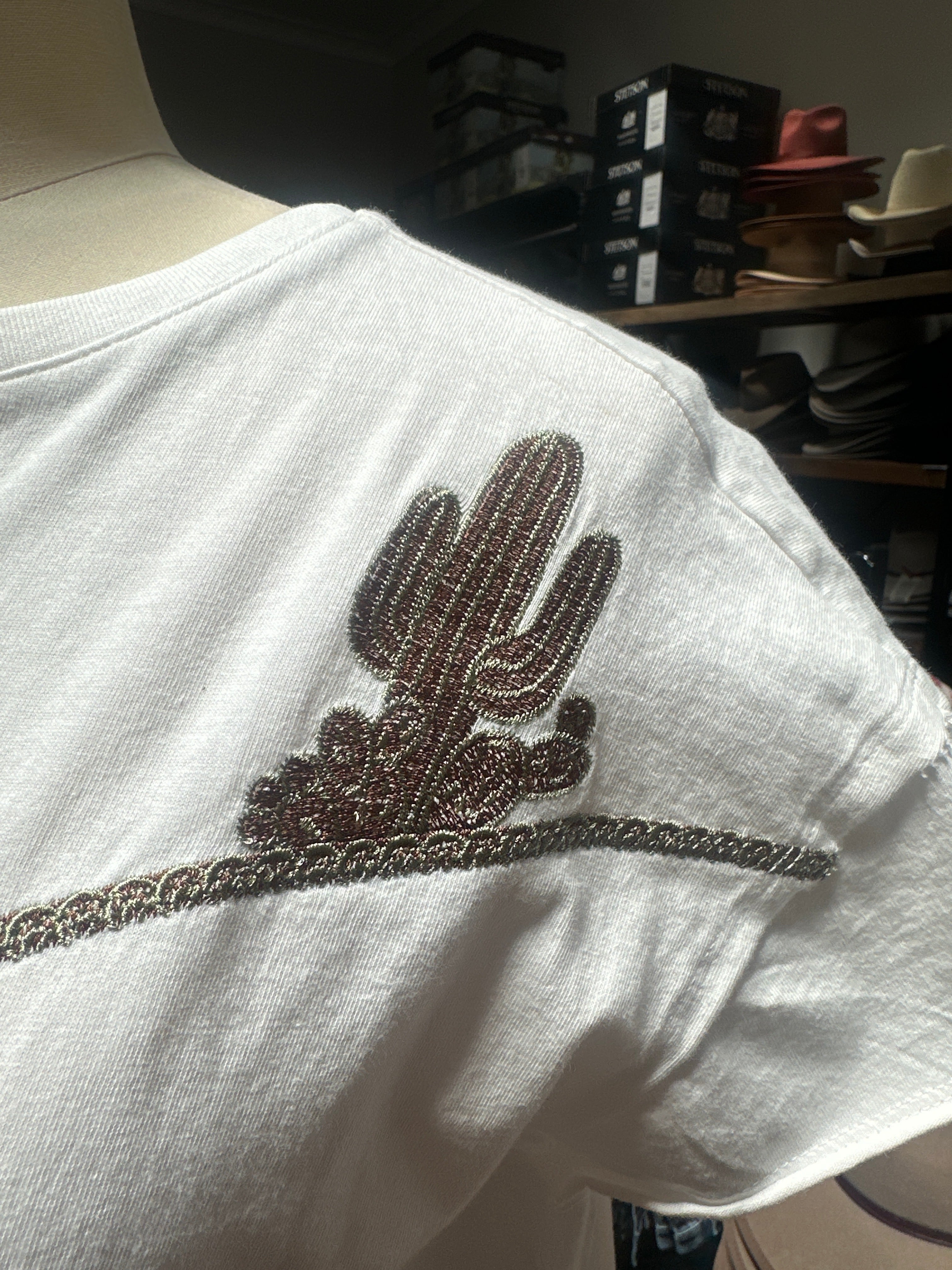 Blue B Embroidered Shoulder Western Yoke T-Shirt