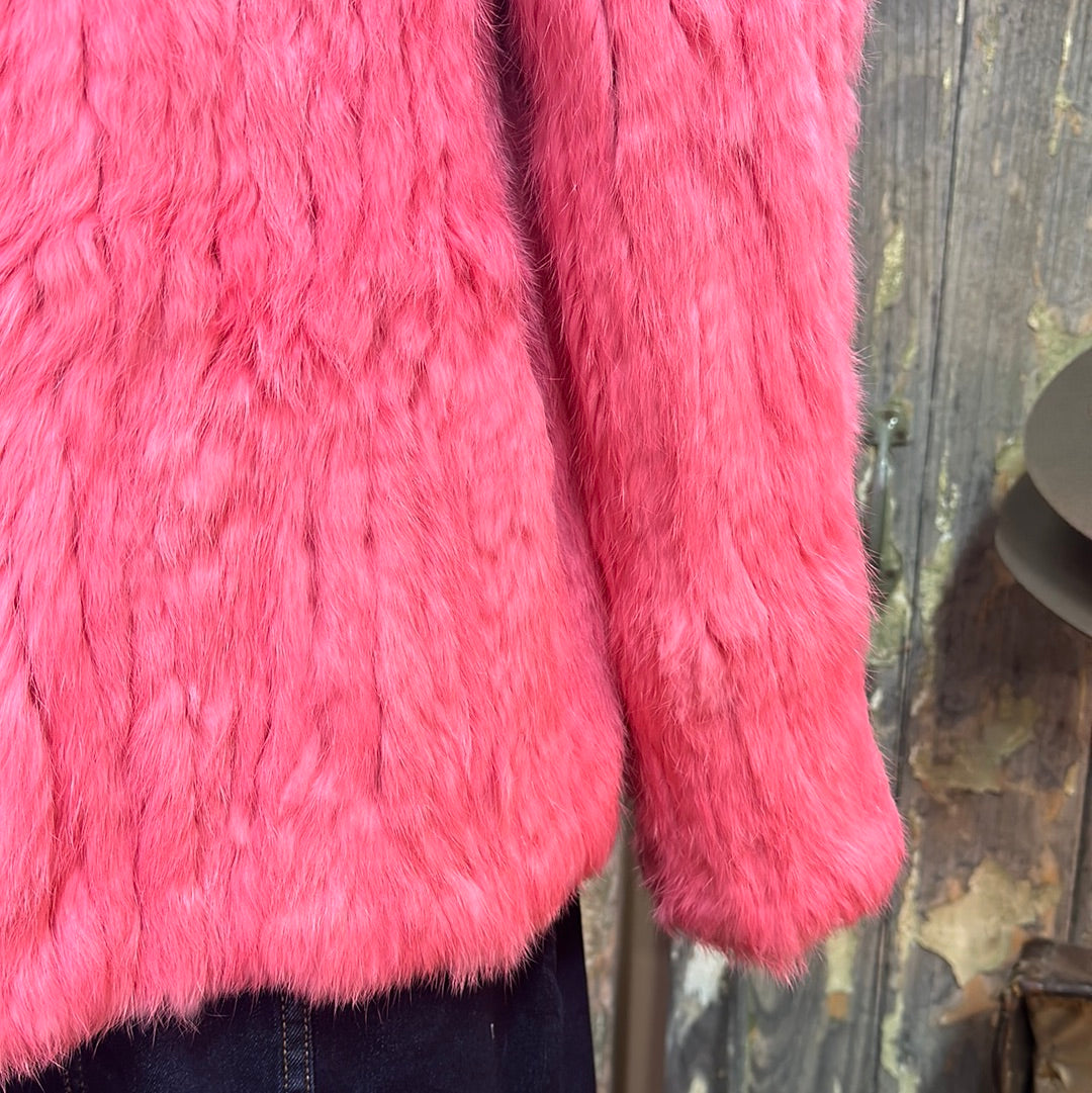 365 Days Flamingo Pink Rabbit Fur Jacket