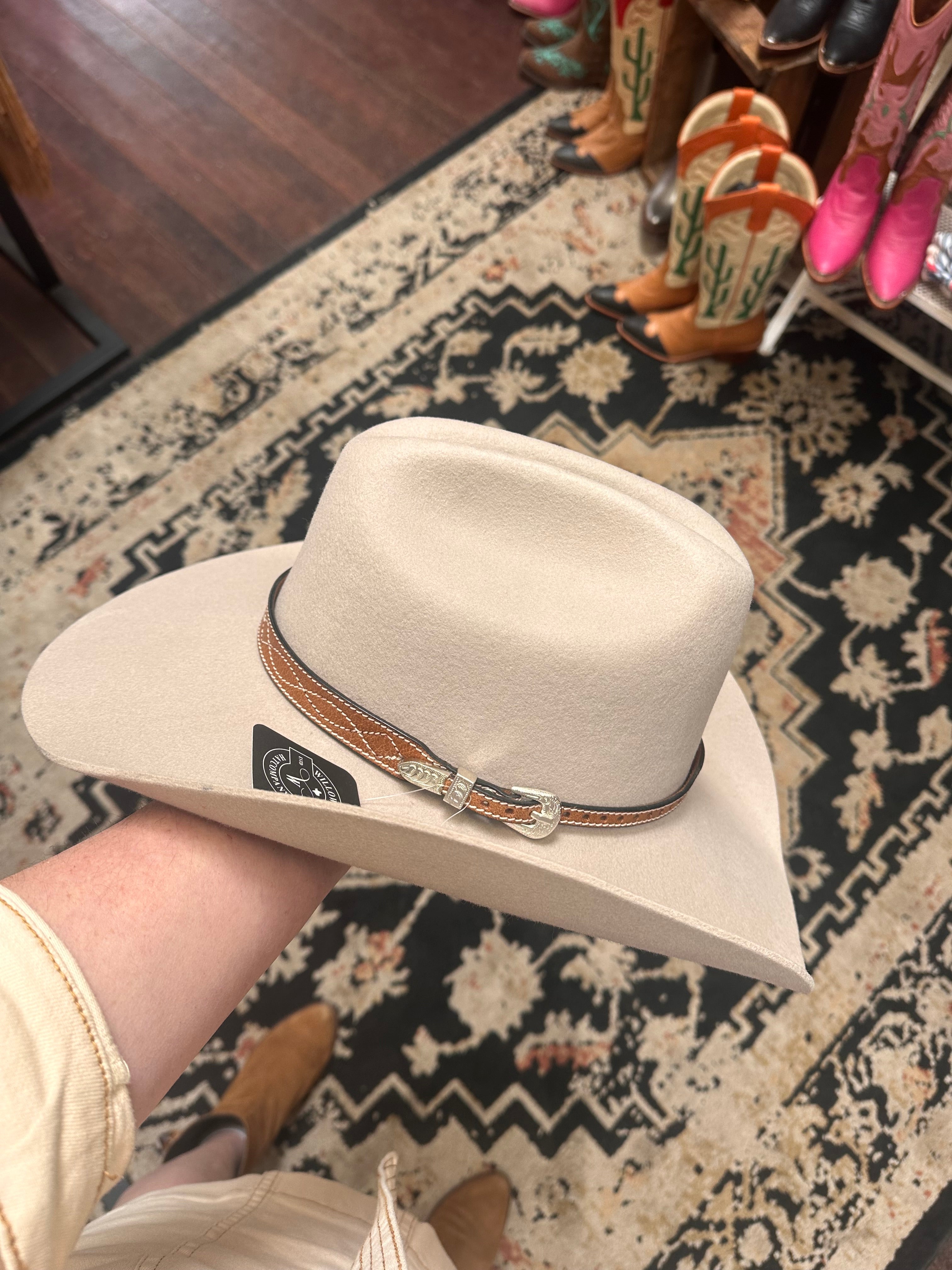 Brown Boot Stitch Leather Hat Band