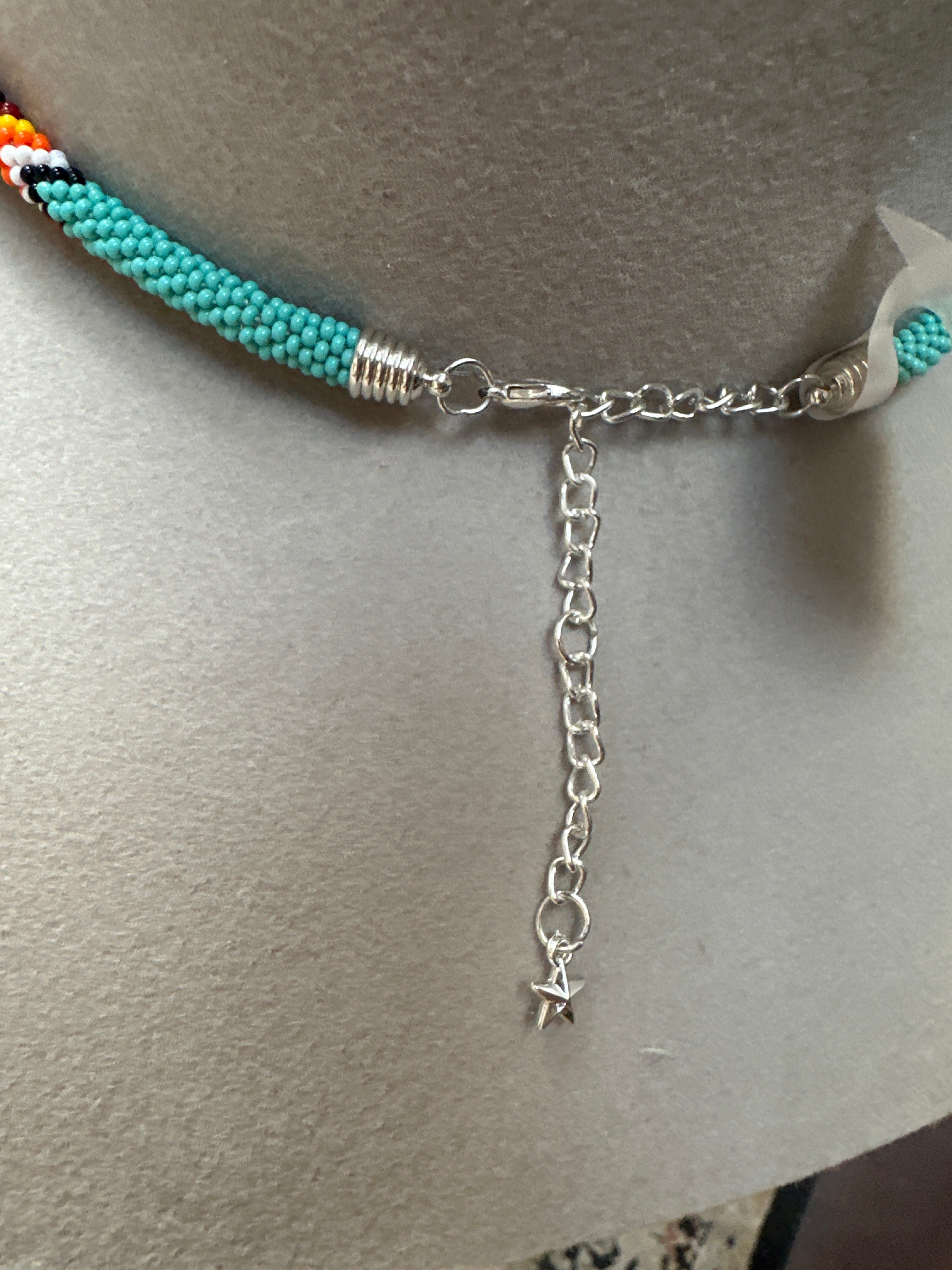 Rounded rope bead hat band in Turquoise