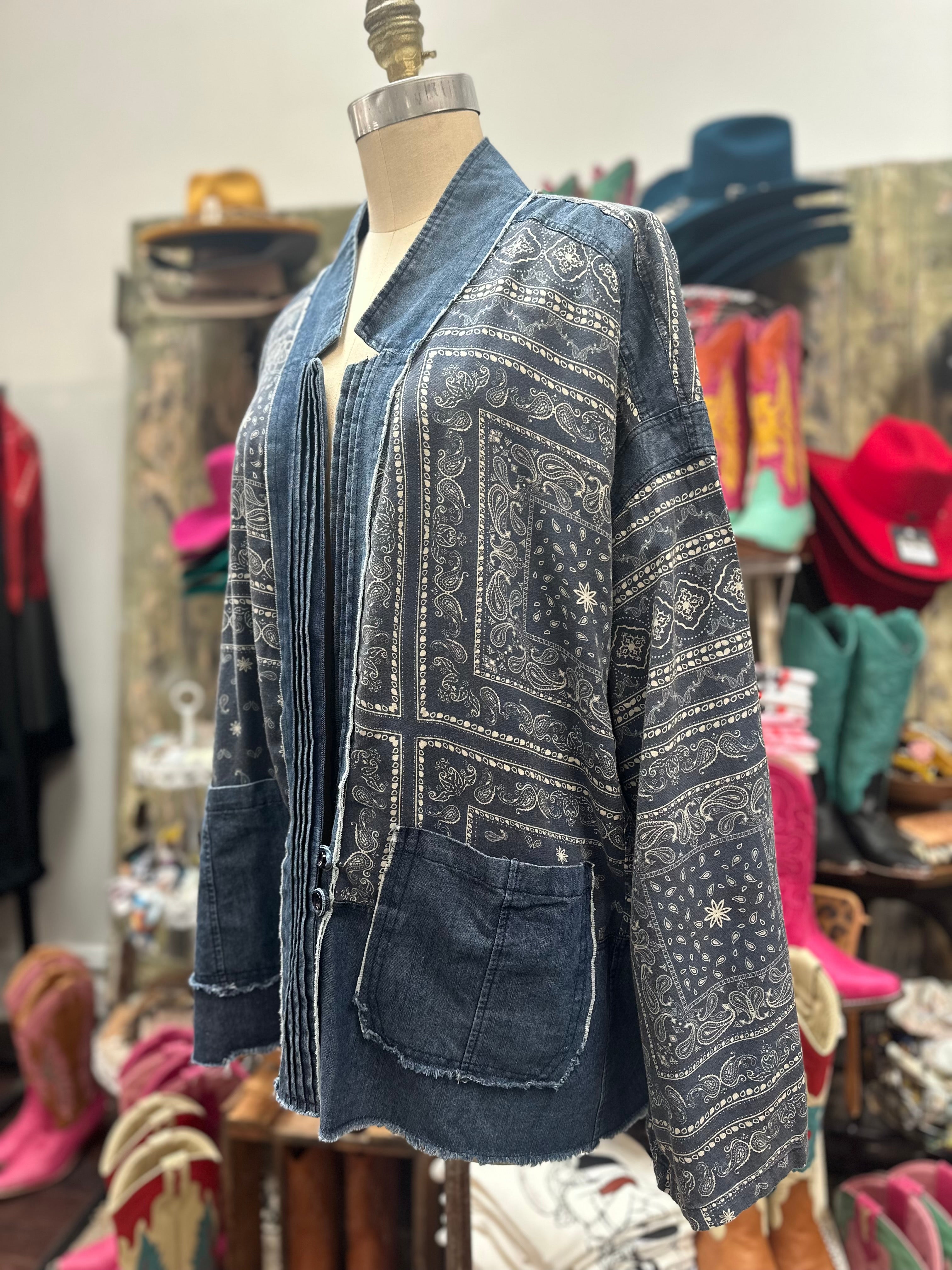 Alex Paisley Denim Swing Jacket