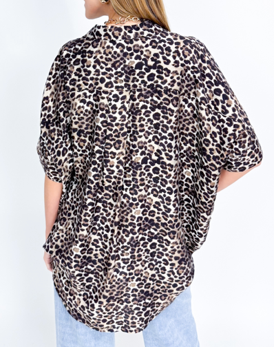 FRIA LEOPARD CONTRAST LINE SHIRT