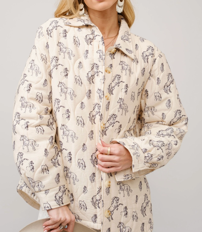 Blue B Exclusive Horse Print Quilted Jacket