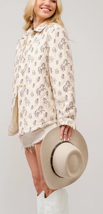 Blue B Exclusive Horse Print Quilted Jacket