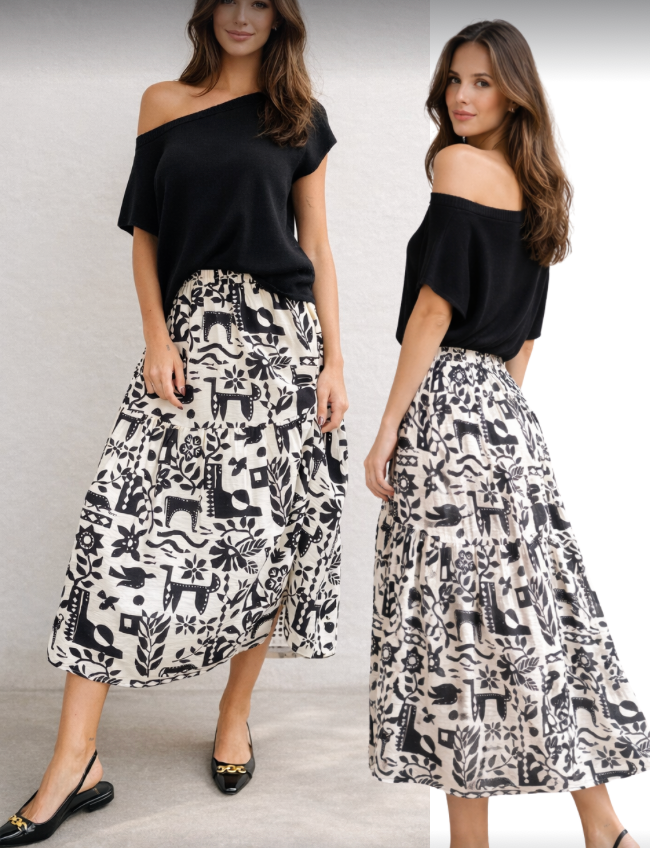 Fria Graphic Print Maxi Skirt