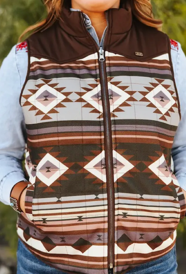 Lucky Multi Aztec Reversible Western Yoke Vest