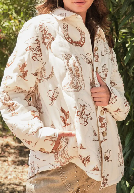 Blue B Western Printed Quilted Shacket
