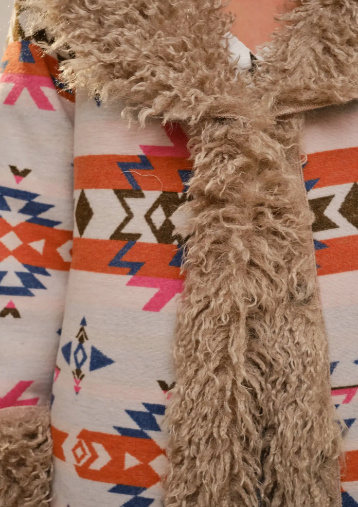 Blue B Aztec Faux Fur Shacket