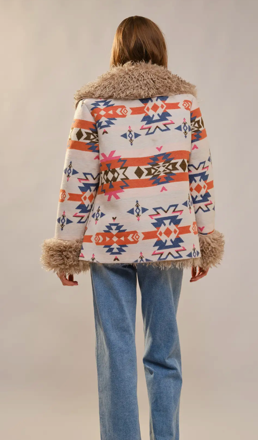 Blue B Aztec Faux Fur Shacket