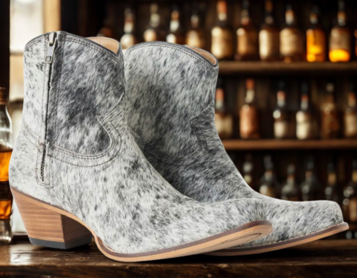 Virginia Trails Cow Hide Ankle Boots