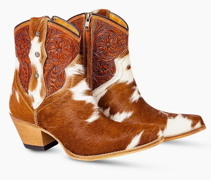 Callie Cowhide Western Ankle Boot