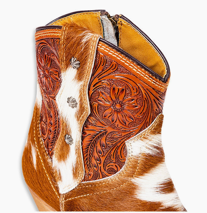 Callie Cowhide Western Ankle Boot