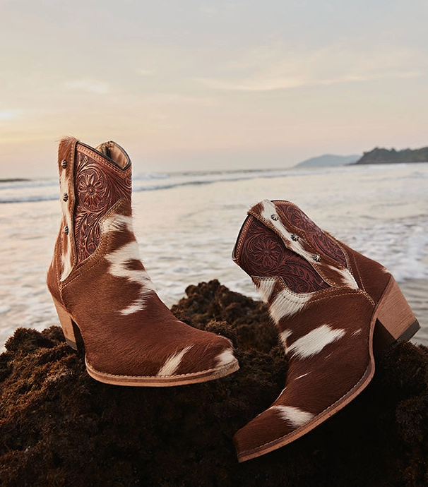 Callie Cowhide Western Ankle Boot
