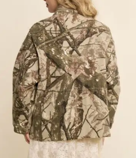 Davi Camo Patch Detail Snap Front Jacket