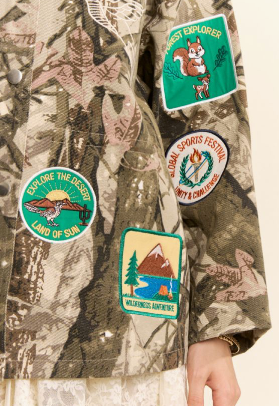 Davi Camo Patch Detail Snap Front Jacket