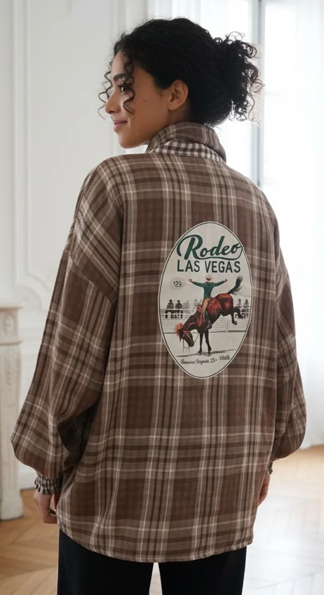NINE SEVEN EIGHT VEGAS RODEO SHIRT CHOCOLATE