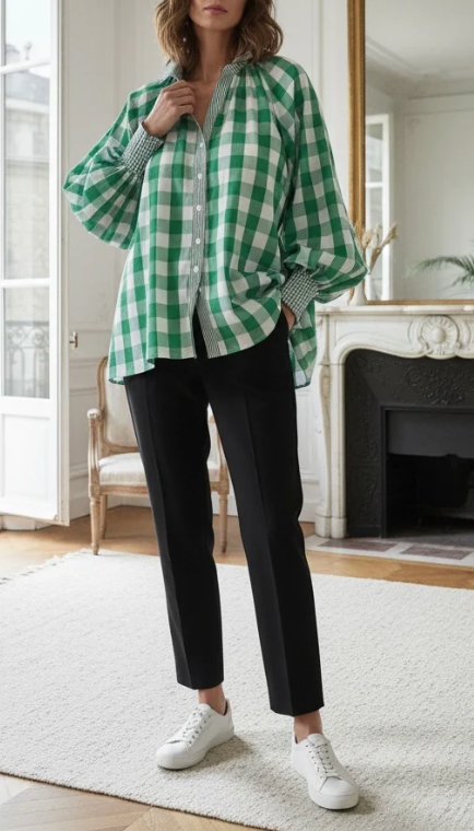 Nine Seven Eight Green Check Shirt