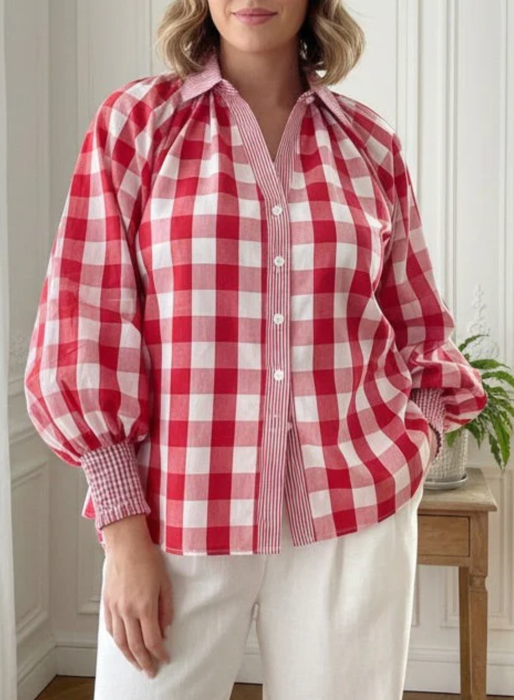 SIX SEVEN EIGHT RED CHECK SHIRT