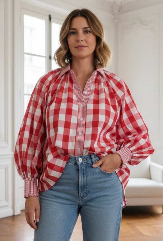 SIX SEVEN EIGHT RED CHECK SHIRT
